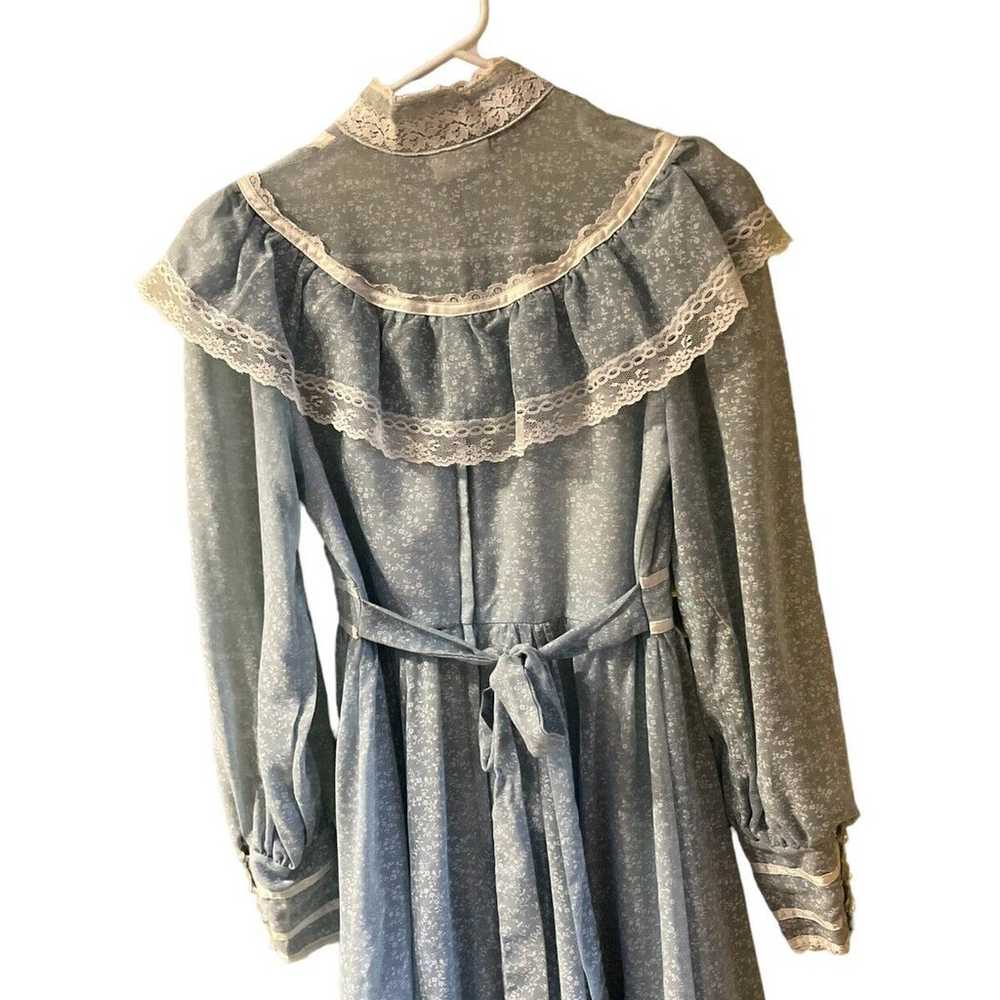 Vtg Gunne Sax Blue Prairie Dress Long Sleeve Maxi… - image 12