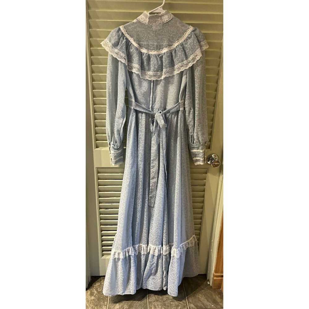 Vtg Gunne Sax Blue Prairie Dress Long Sleeve Maxi… - image 2