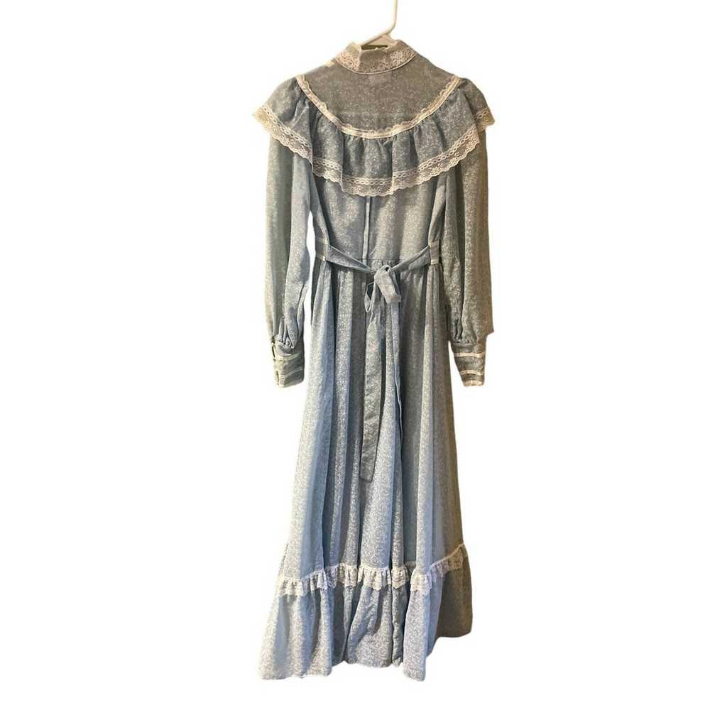 Vtg Gunne Sax Blue Prairie Dress Long Sleeve Maxi… - image 4
