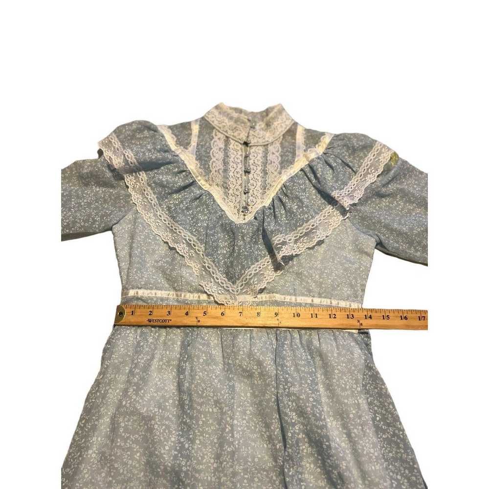 Vtg Gunne Sax Blue Prairie Dress Long Sleeve Maxi… - image 6