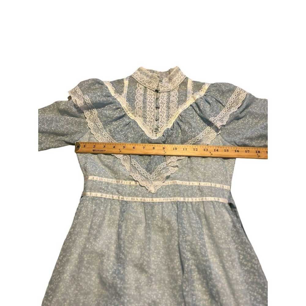 Vtg Gunne Sax Blue Prairie Dress Long Sleeve Maxi… - image 7