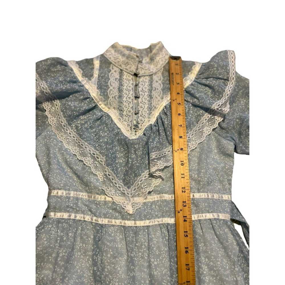 Vtg Gunne Sax Blue Prairie Dress Long Sleeve Maxi… - image 8