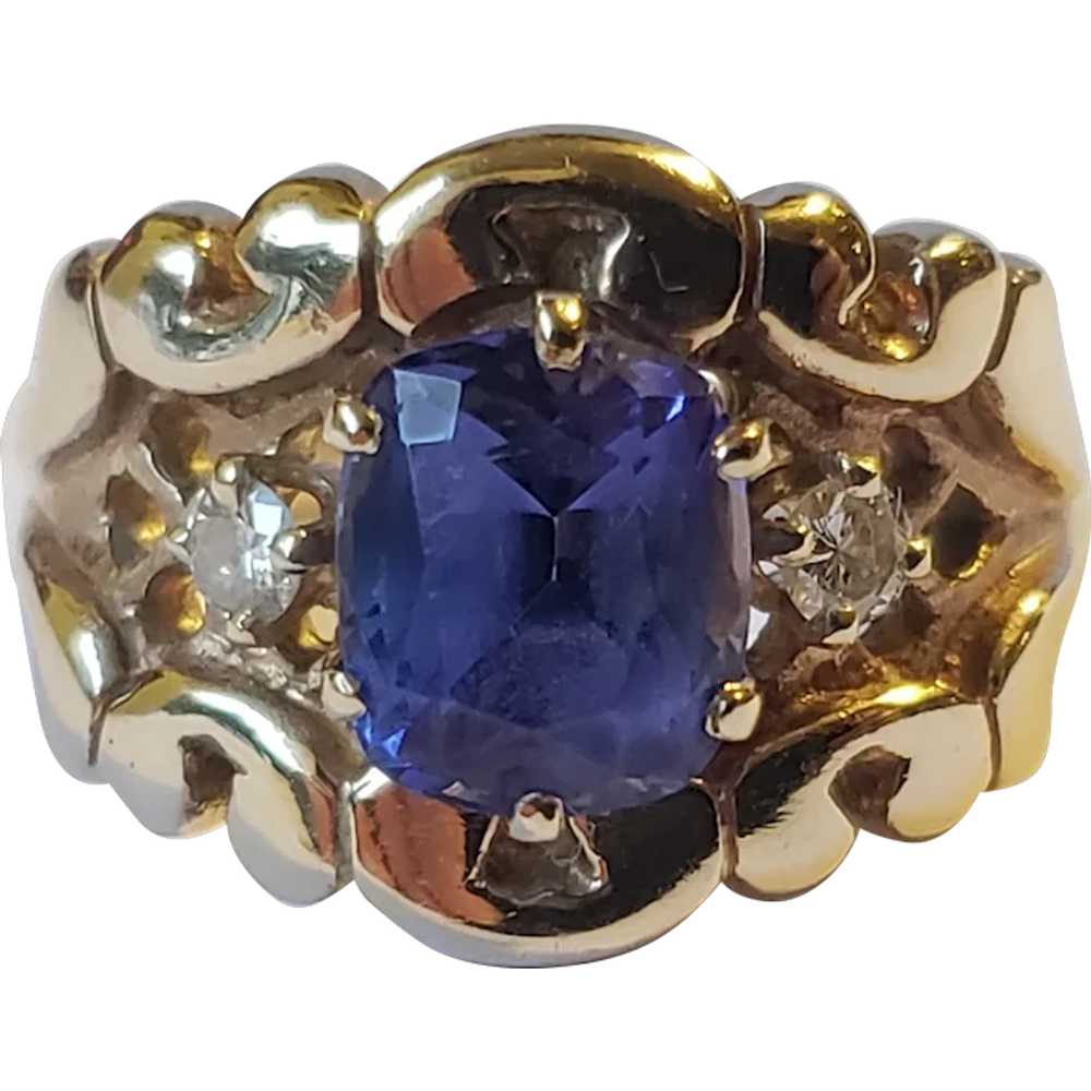 Lovely Vintage 14K Gold Tanzanite Diamond Ring - image 1