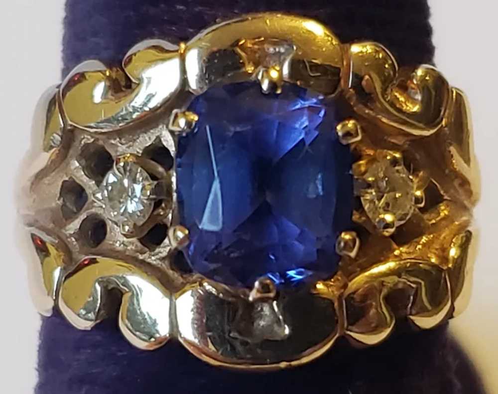 Lovely Vintage 14K Gold Tanzanite Diamond Ring - image 3