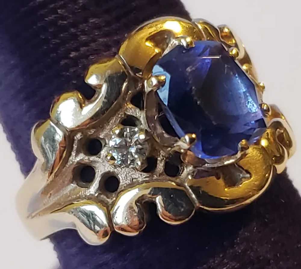 Lovely Vintage 14K Gold Tanzanite Diamond Ring - image 4
