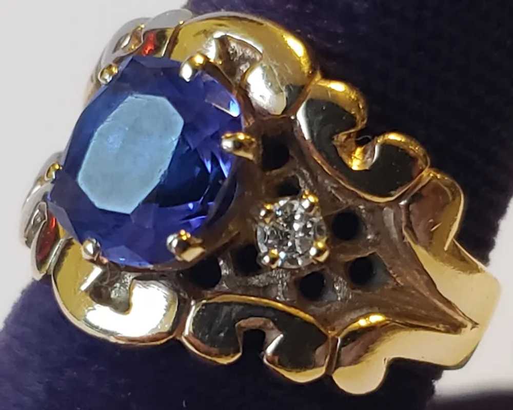 Lovely Vintage 14K Gold Tanzanite Diamond Ring - image 6