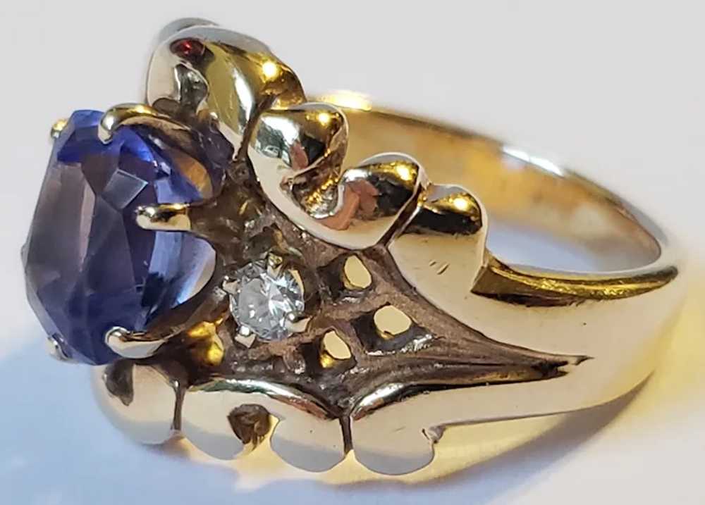Lovely Vintage 14K Gold Tanzanite Diamond Ring - image 7