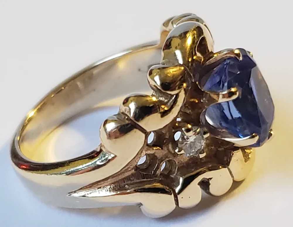 Lovely Vintage 14K Gold Tanzanite Diamond Ring - image 8