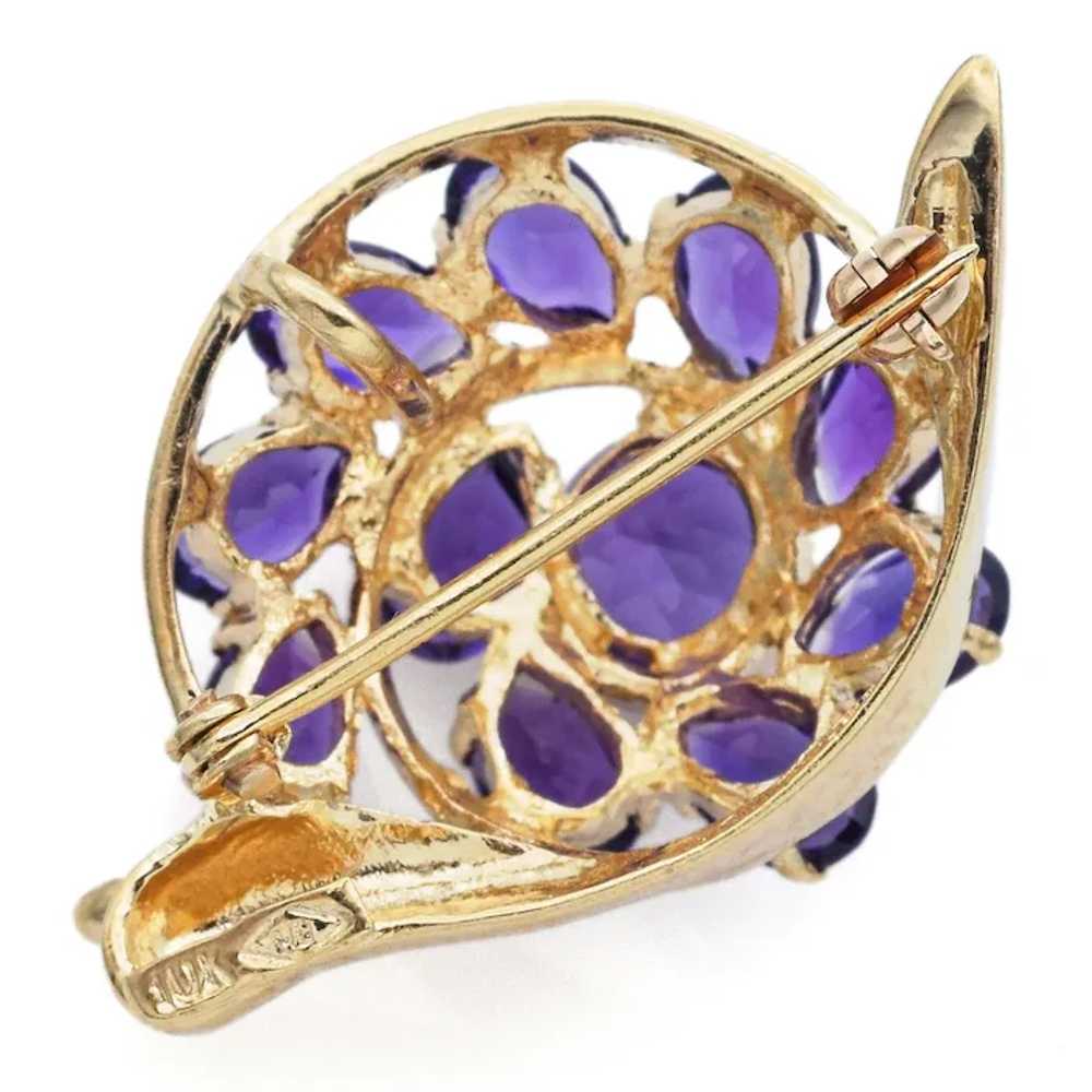 Vintage 10K Yellow Gold Amethyst Snail Brooch Pin… - image 2