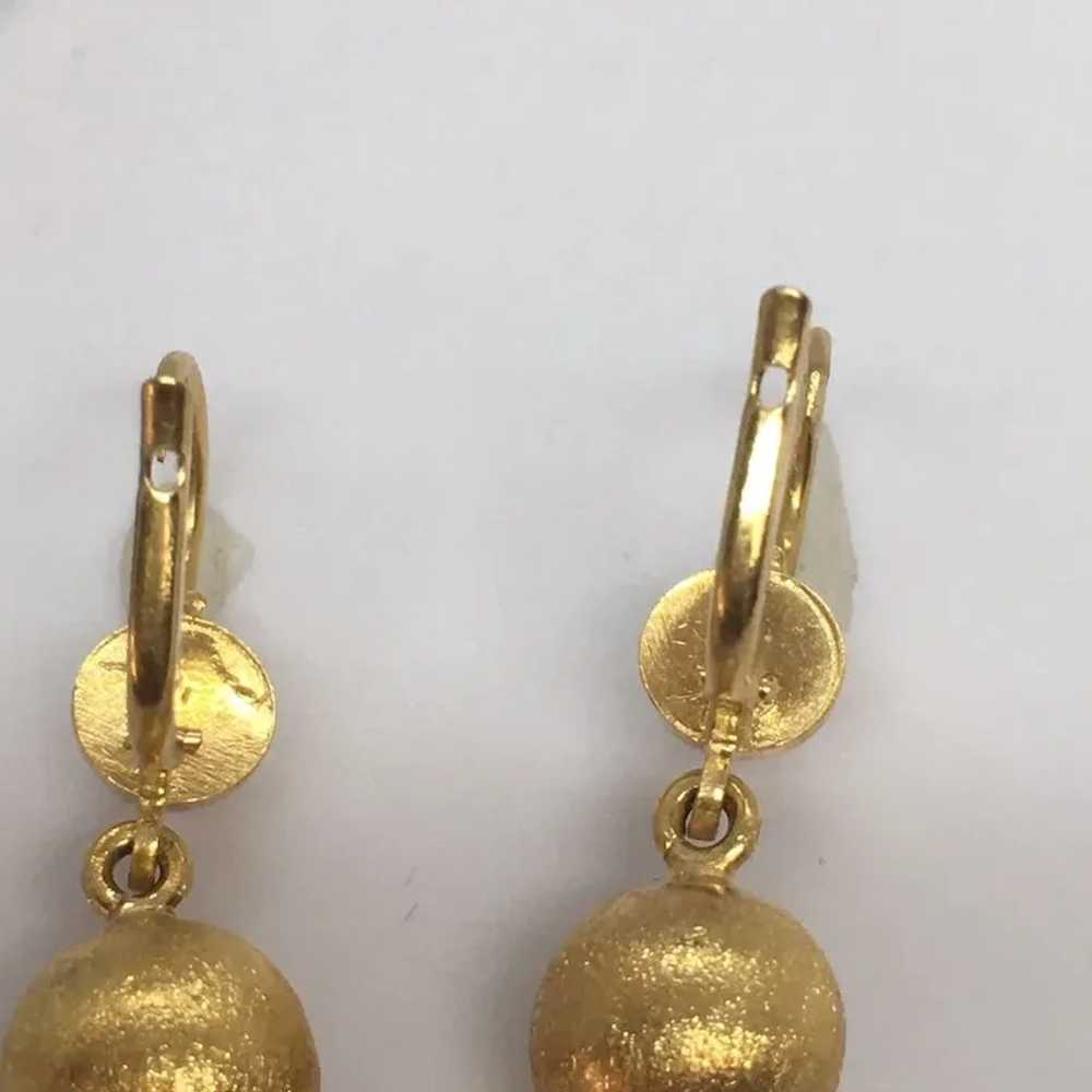 18k Solid Yellow Gold Tassel Dangling Wire Earrin… - image 3