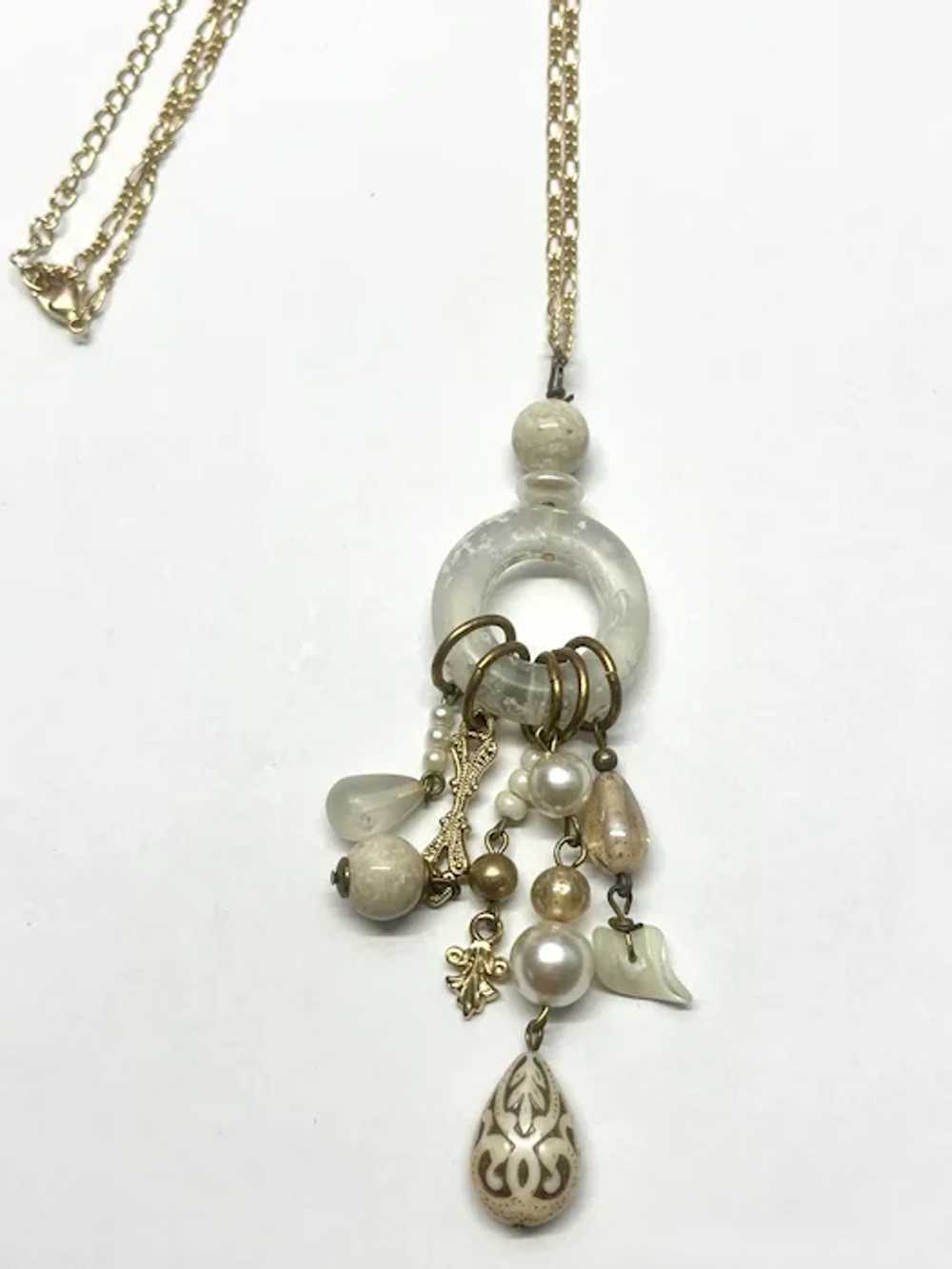 Vintage glass pendant charm necklace - image 2