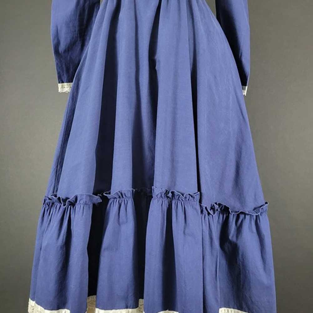 70s Gunne Sax Navy Blue Prairie Dress - image 4