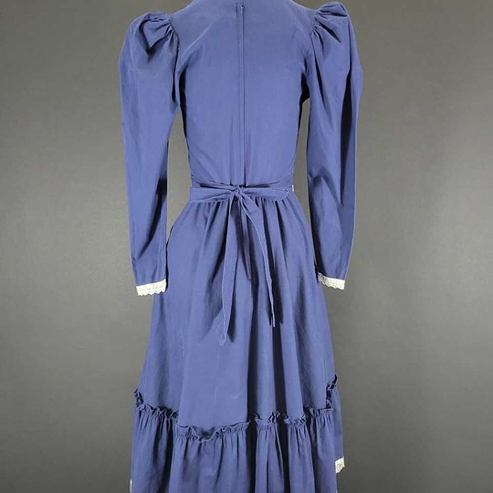 70s Gunne Sax Navy Blue Prairie Dress - image 8