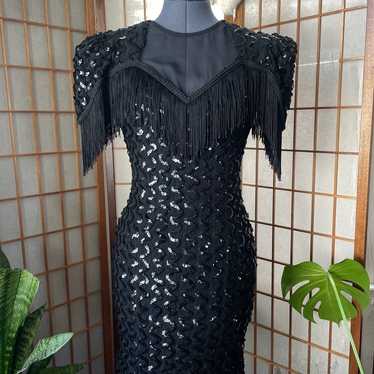 SHEIN Women Dresses Fringe Trim Contrast Lace Sequins Bodycon