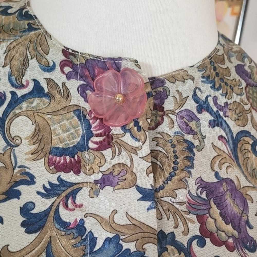 Vintage Silk Floral Acid Pleated Day Dress - image 4