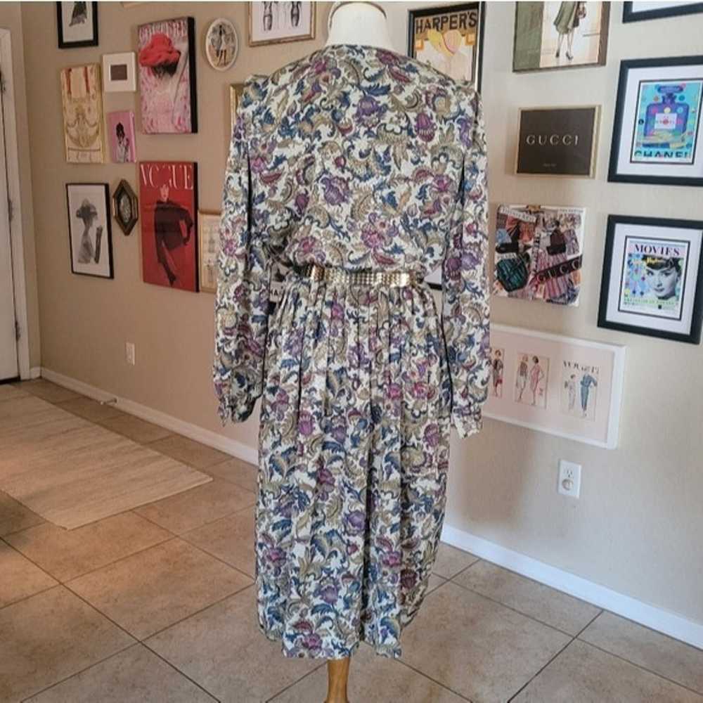 Vintage Silk Floral Acid Pleated Day Dress - image 6