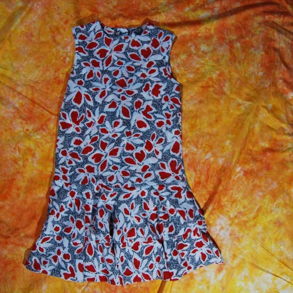 80s/90s Black White and Red floral patterned mini… - image 1