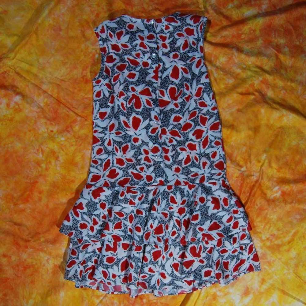 80s/90s Black White and Red floral patterned mini… - image 3