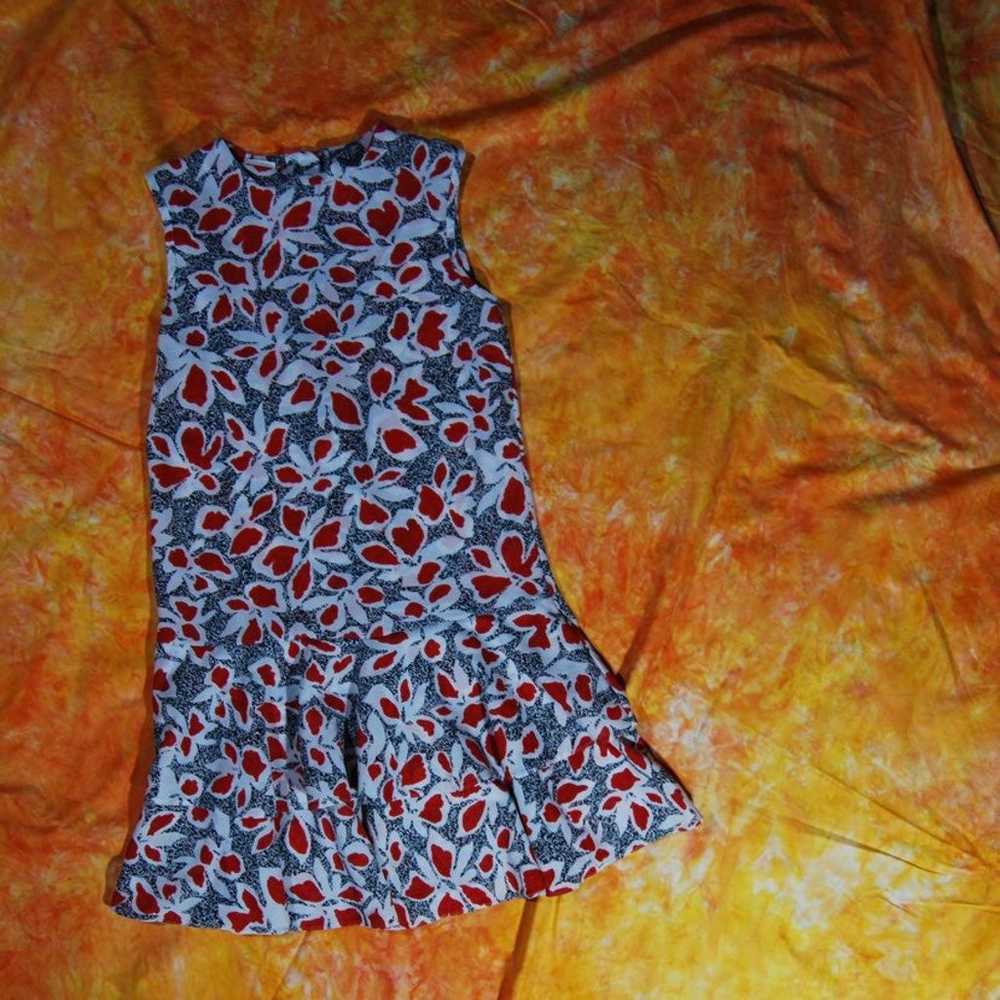 80s/90s Black White and Red floral patterned mini… - image 4