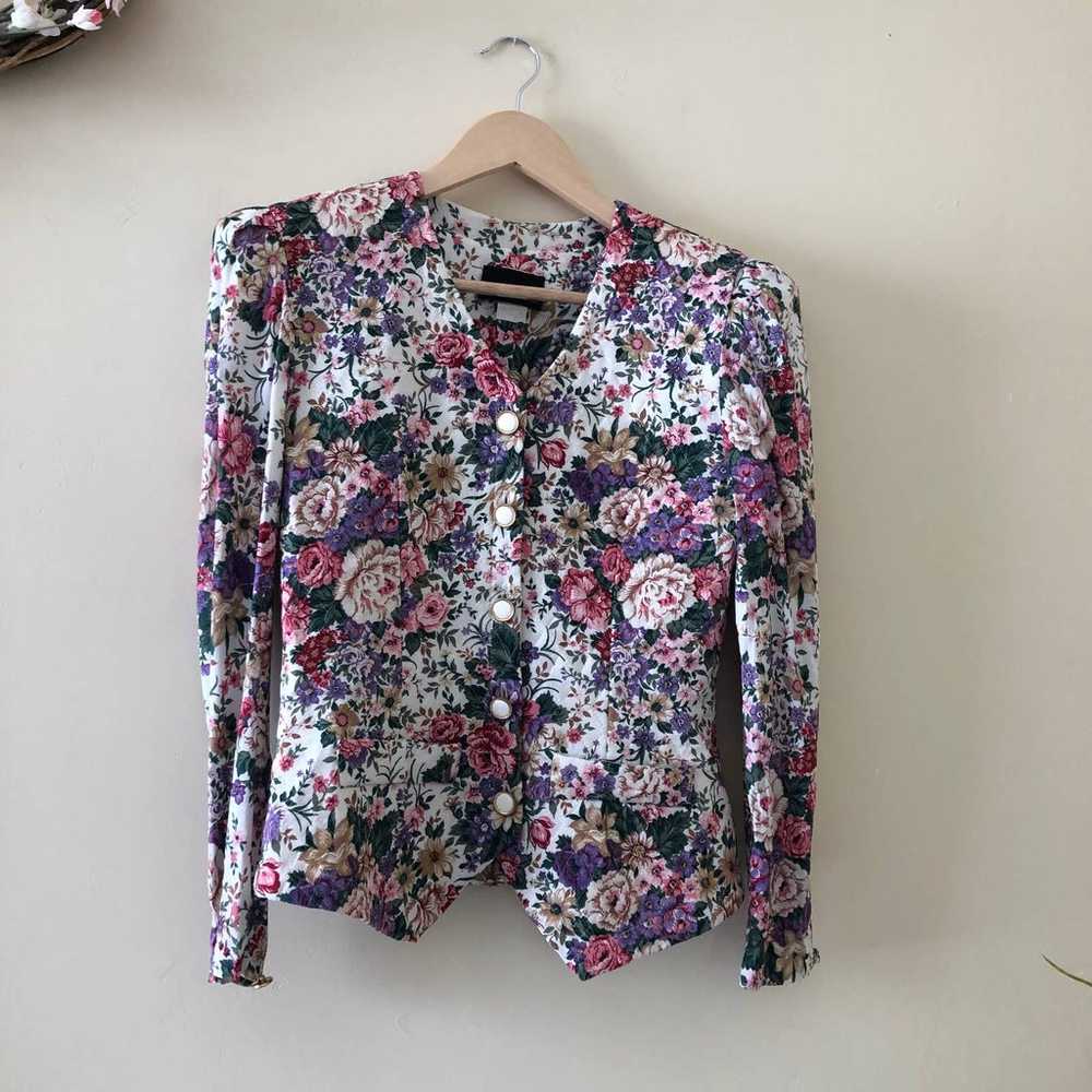 John Roberts Vintage Floral Shirt Dress Two Piece… - image 2