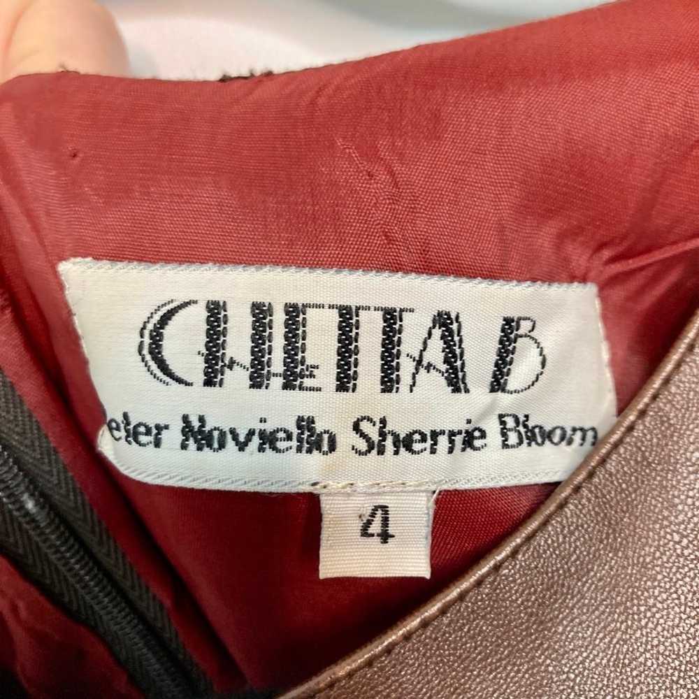 vintage 80s Chetta B leather trim shift midi dress - image 3