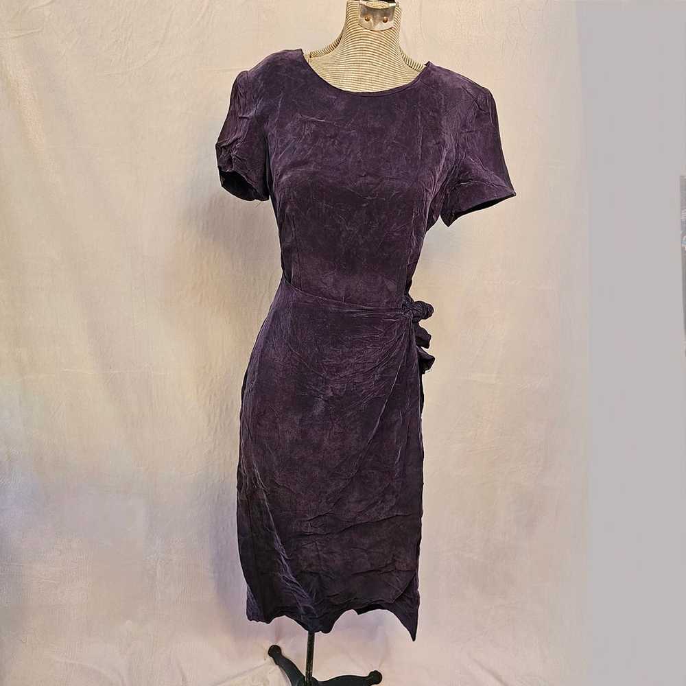 Vintage 1980s K.C. Spencer Wrap Dress Dark Purple - image 1