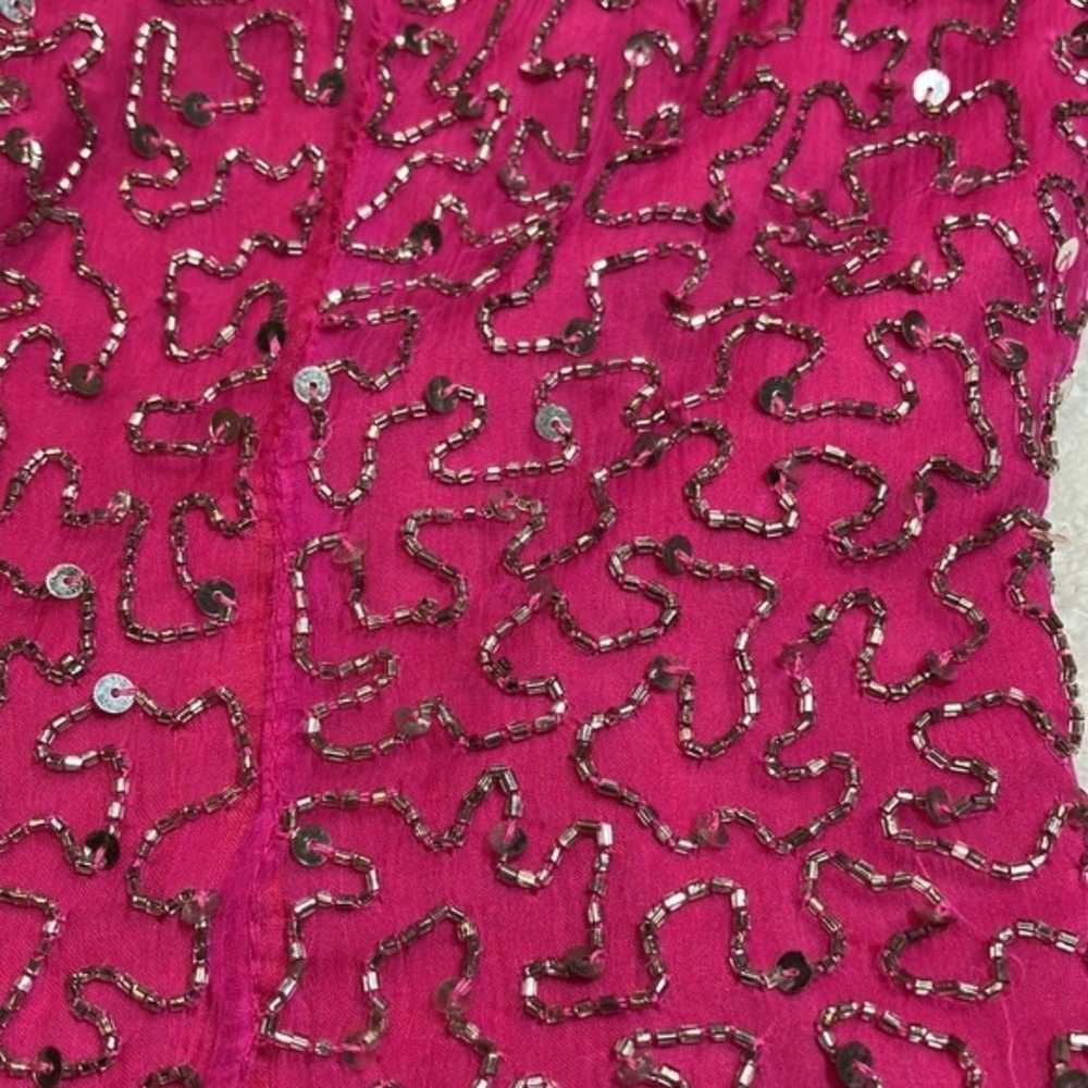 Laurence Kazar vintage pink silk beaded dress - image 9