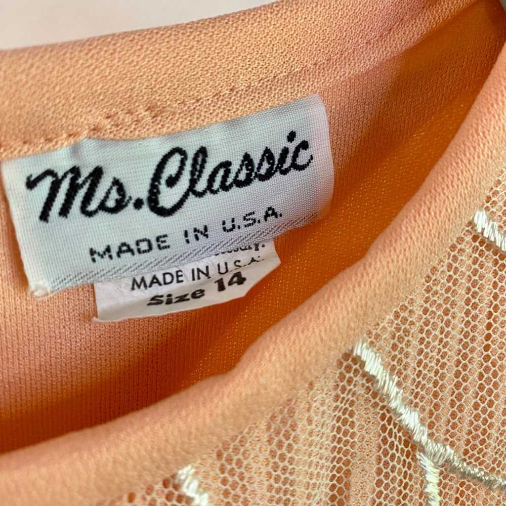 Ms Classic Peach Vintage Dress Size 14 - image 7