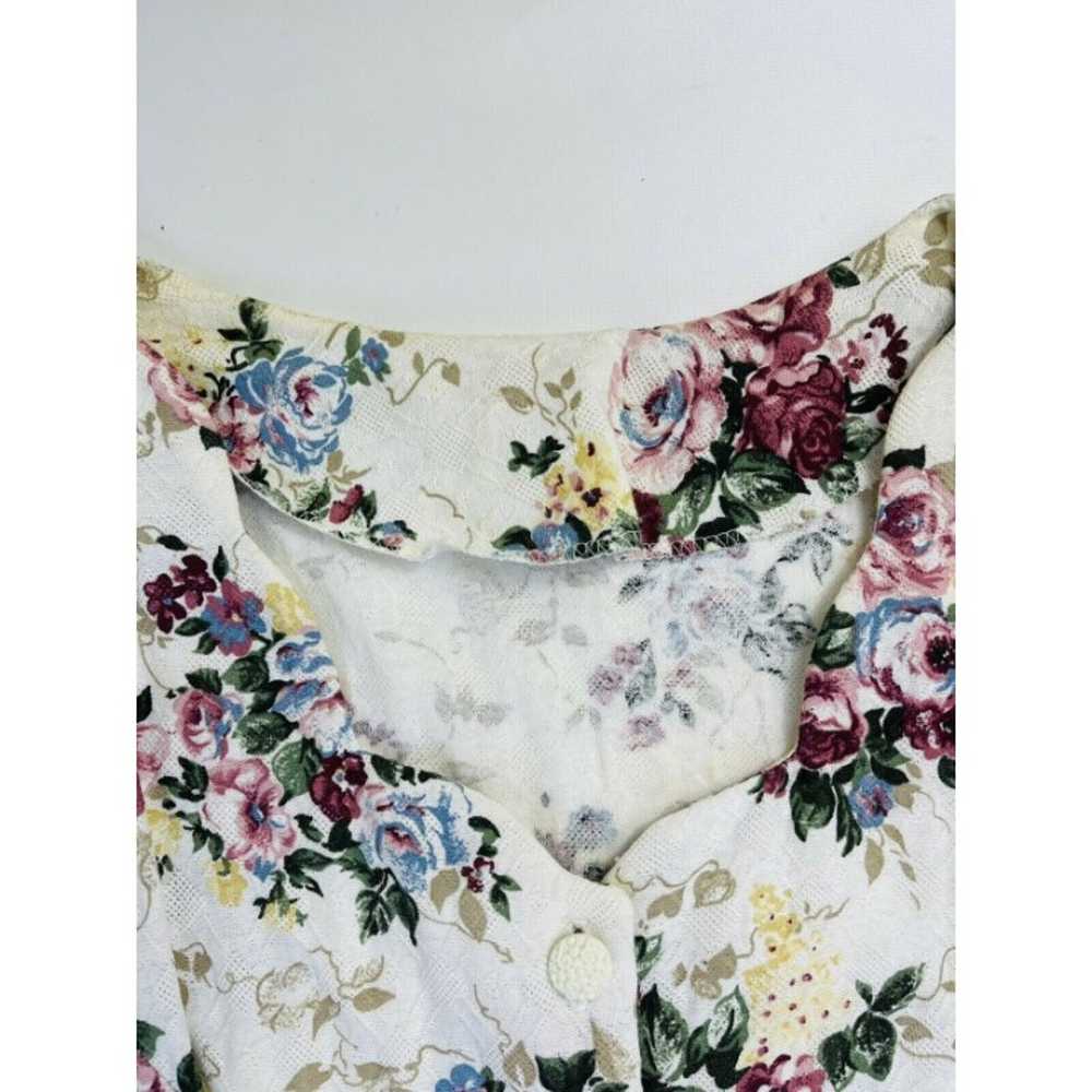 Vintage Womens XL Rose Floral Button Front Short … - image 3