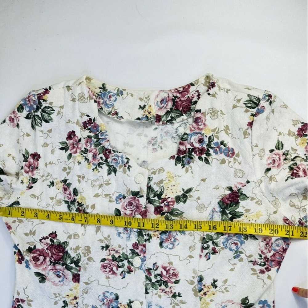 Vintage Womens XL Rose Floral Button Front Short … - image 6
