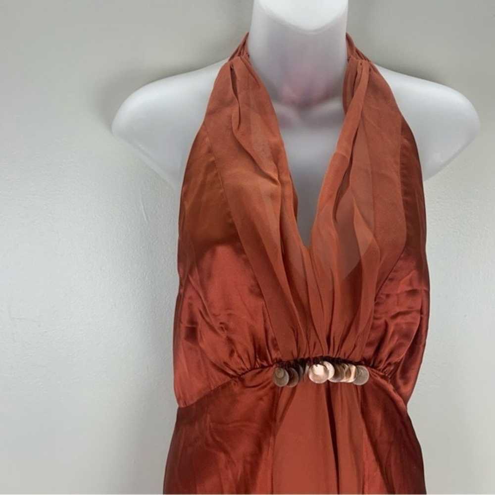 Donna Rocco 100% Silk Orange Halter Tie Open Back… - image 2