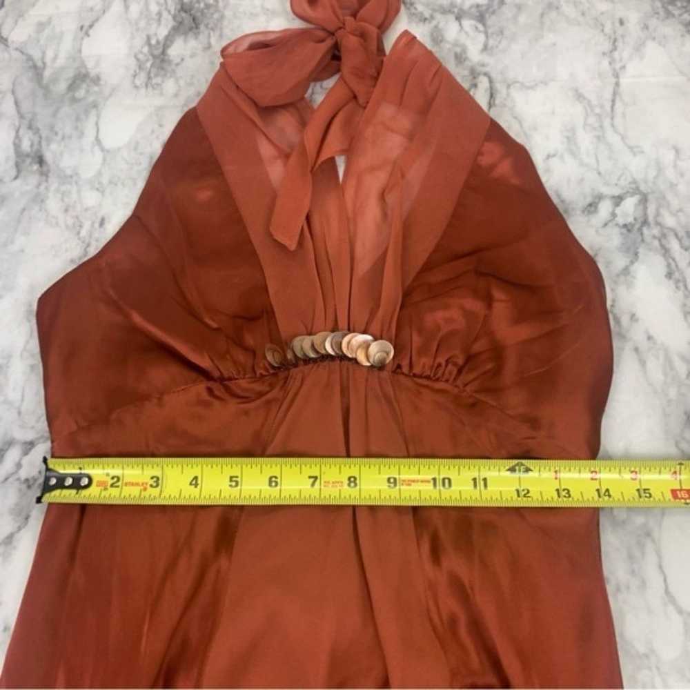 Donna Rocco 100% Silk Orange Halter Tie Open Back… - image 6