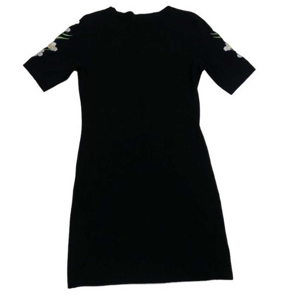INC black flower floral ribbed stretch dress small - image 2