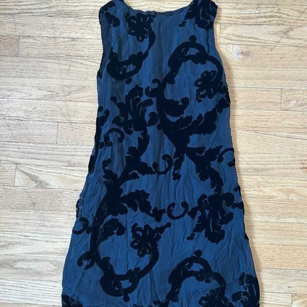 Reformation Black Mini Dress with Velvet Floral O… - image 1