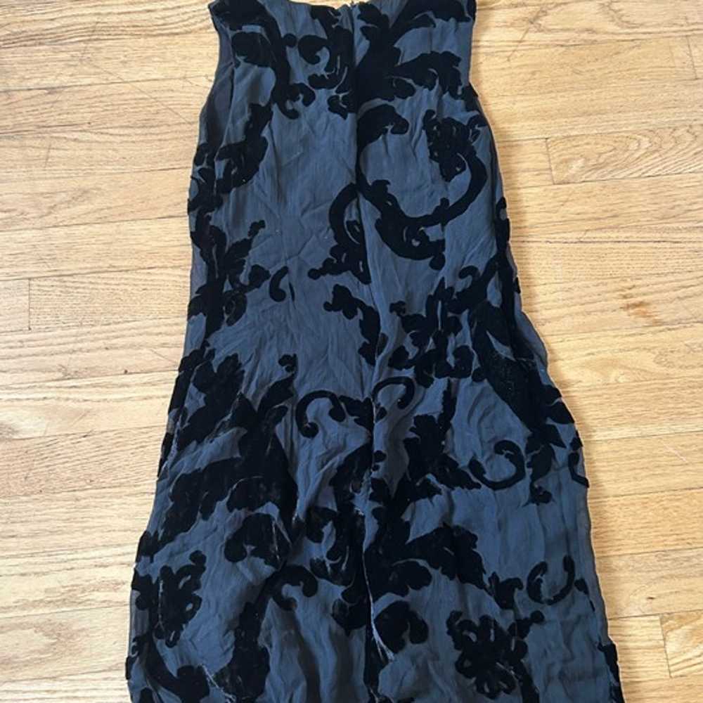 Reformation Black Mini Dress with Velvet Floral O… - image 2