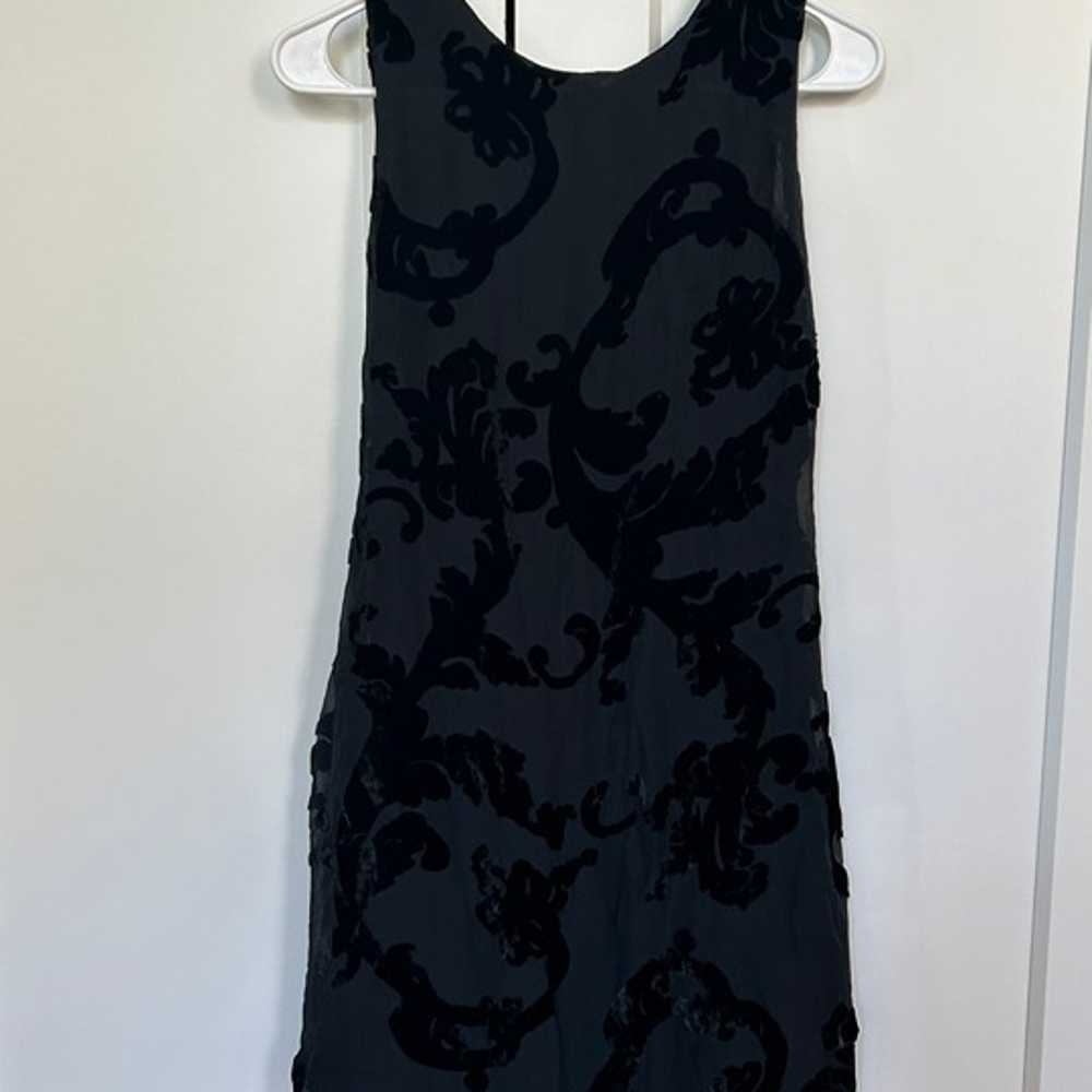Reformation Black Mini Dress with Velvet Floral O… - image 4