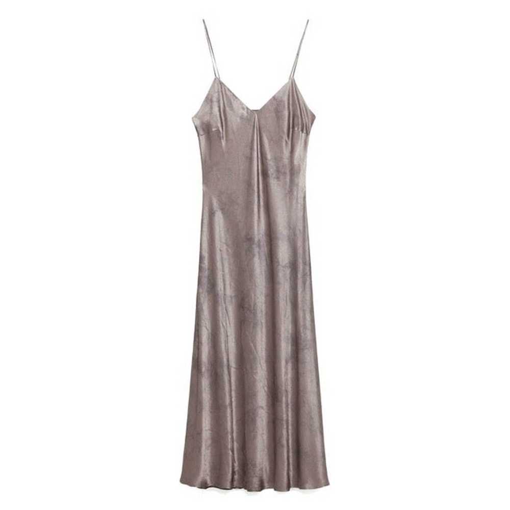 ZARA Silver Silk-Feel Batik 90's Slip Dress - image 1