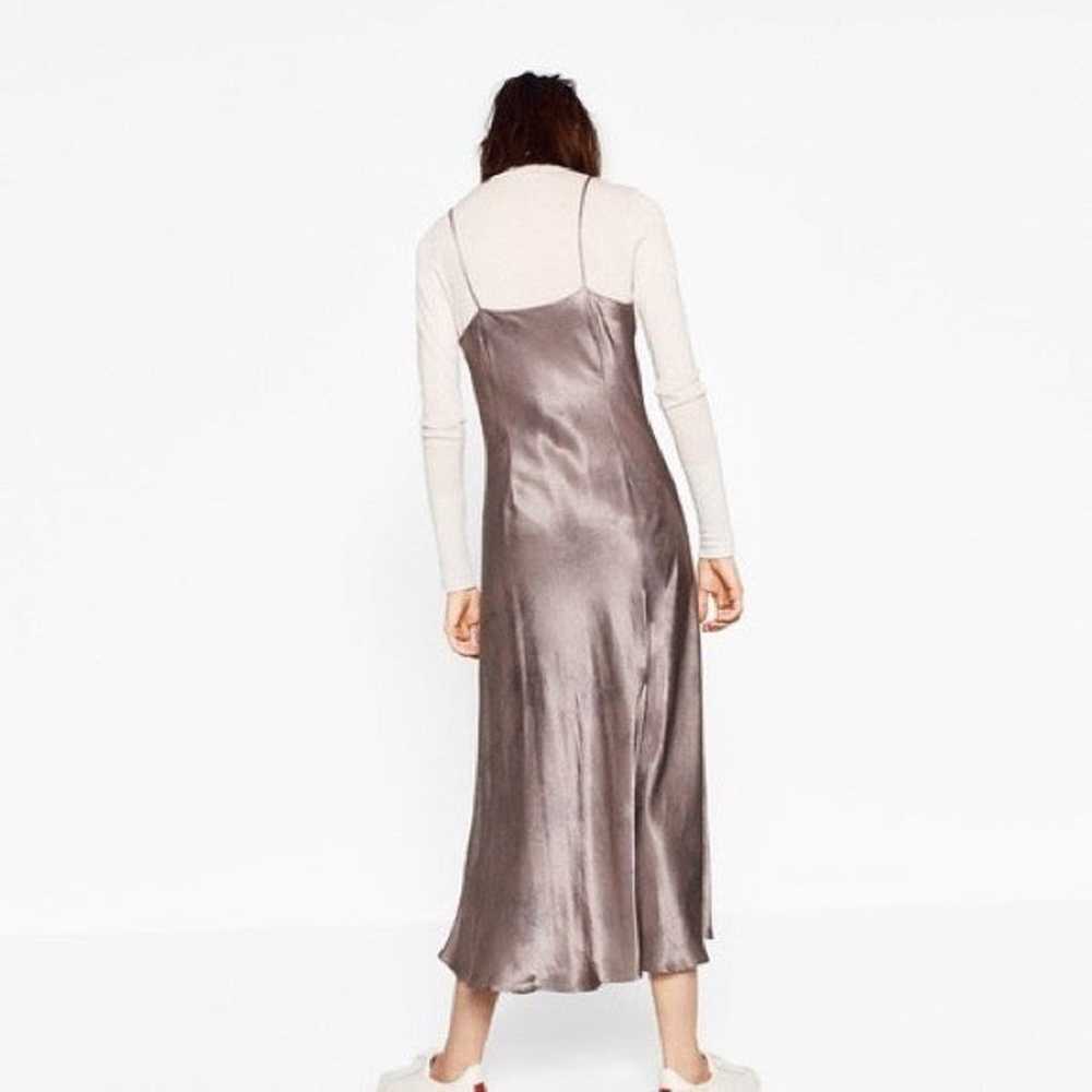 ZARA Silver Silk-Feel Batik 90's Slip Dress - image 3