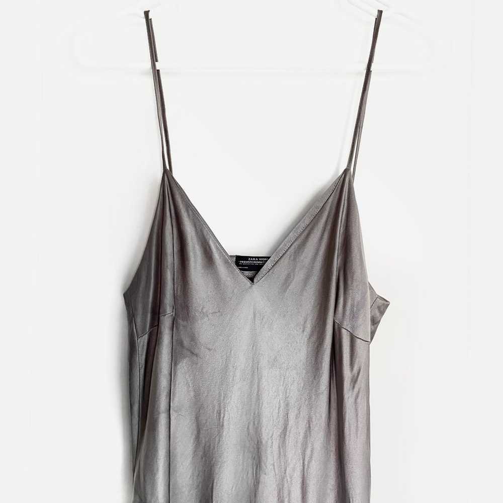ZARA Silver Silk-Feel Batik 90's Slip Dress - image 4