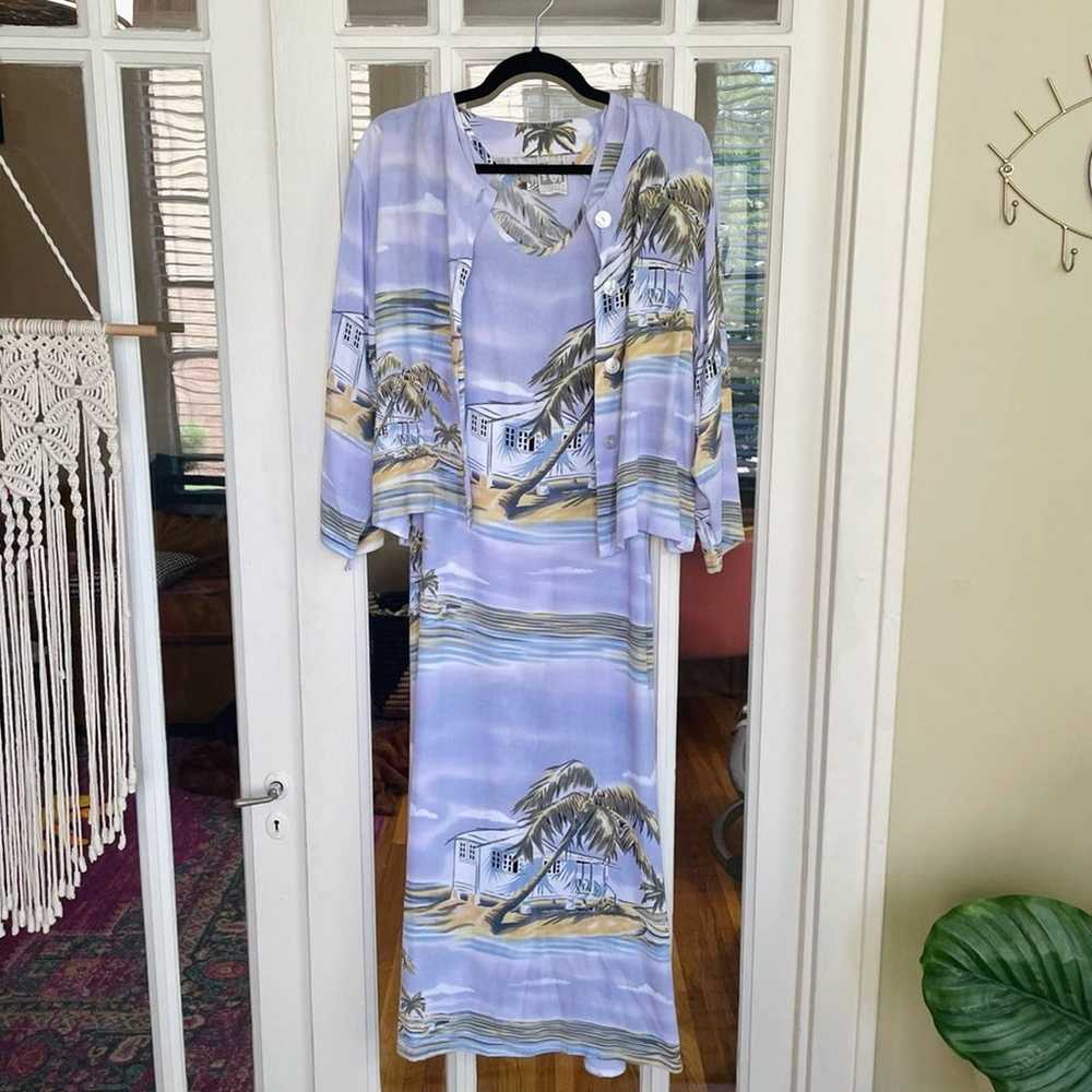 Vintage Two Piece Lavender Beach Maxi Dress Set - image 5