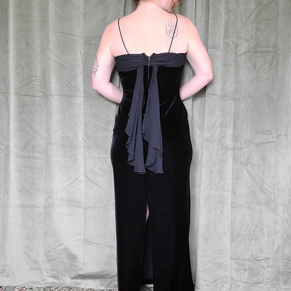 90s Black Velvet Evening Dress - image 2