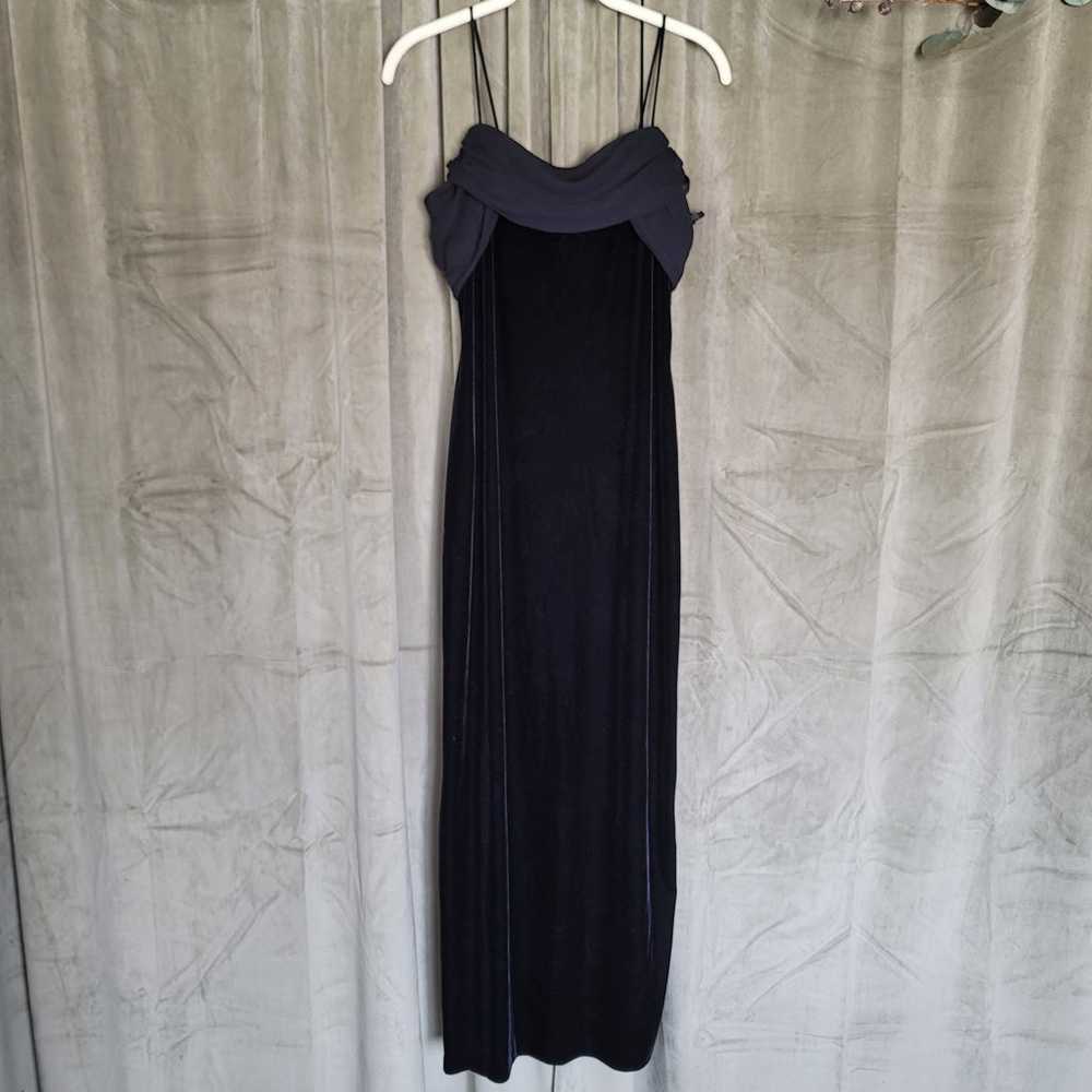 90s Black Velvet Evening Dress - image 3