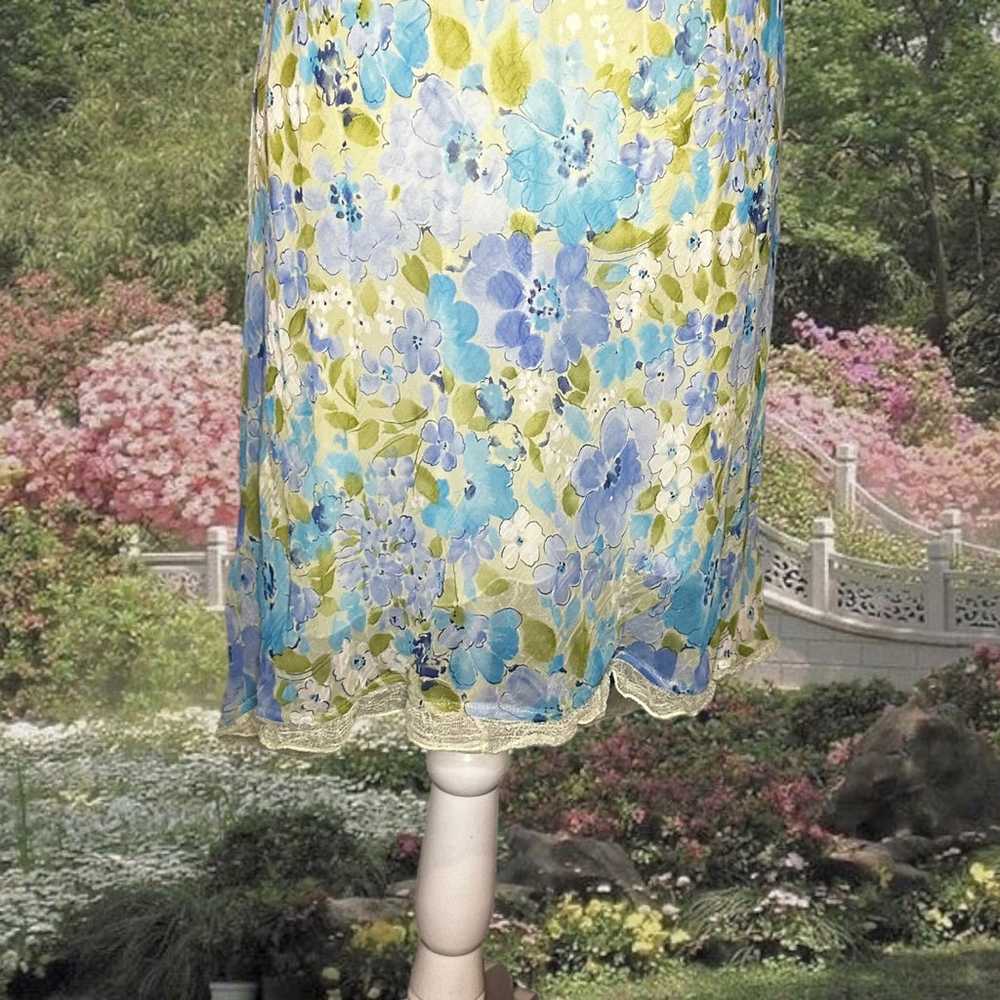 CDC Petite Blue Floral 90s Midi Dress Size 2 - image 3