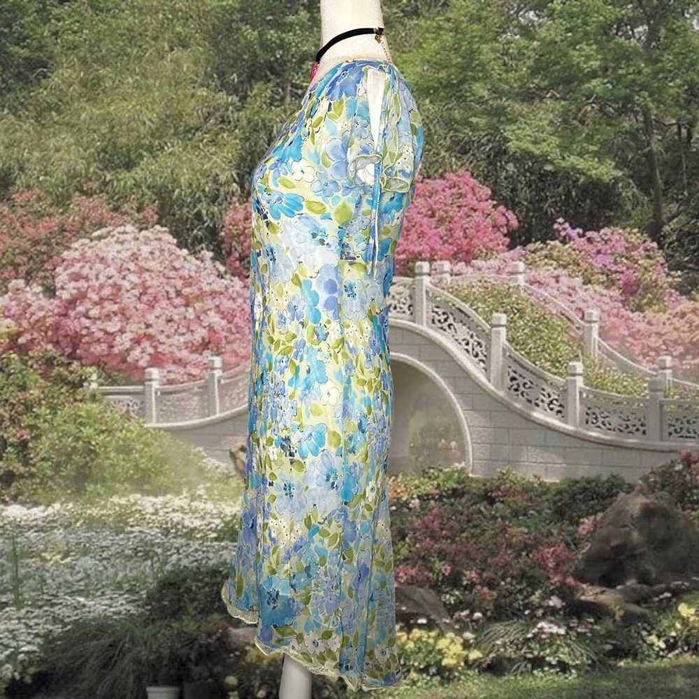 CDC Petite Blue Floral 90s Midi Dress Size 2 - image 4
