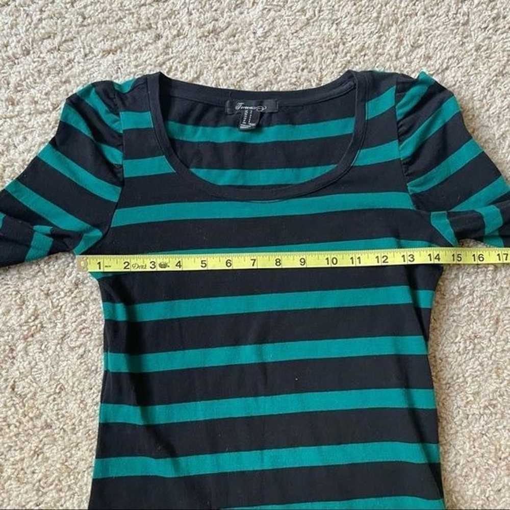 Forever 21 Black Green Striped 3/4 Sleeve Fitted … - image 6