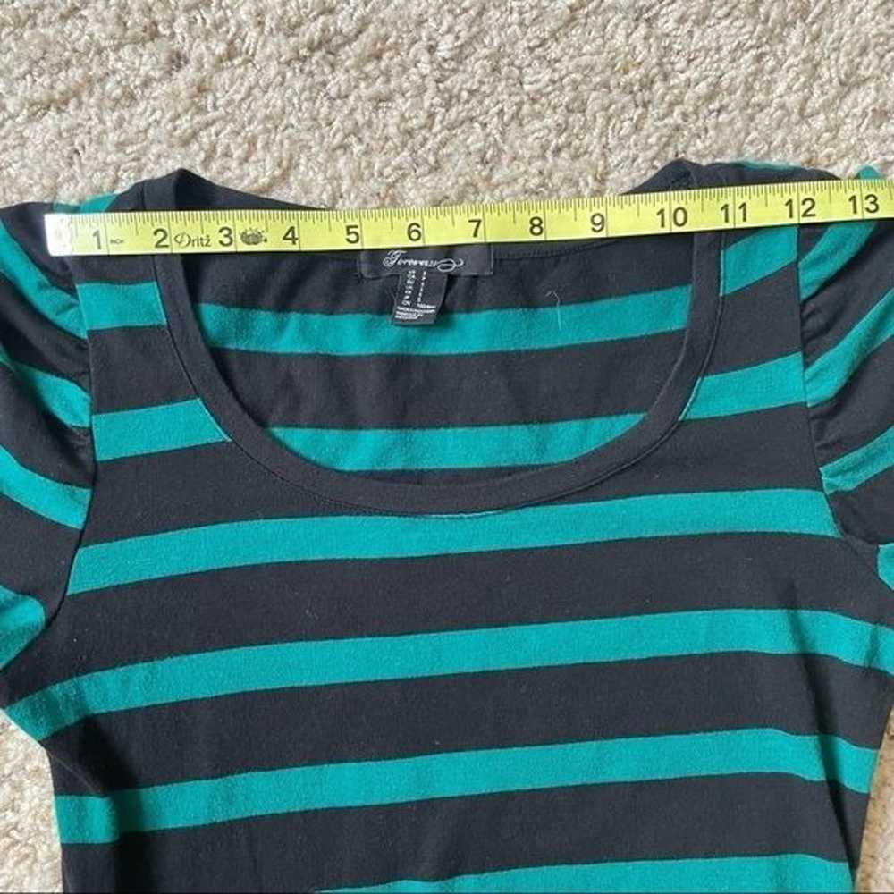 Forever 21 Black Green Striped 3/4 Sleeve Fitted … - image 7