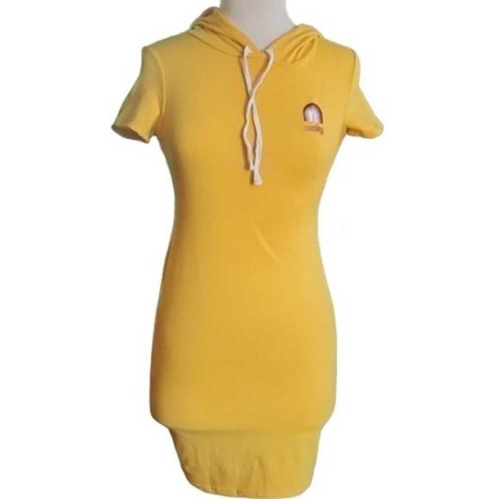 Sincerely Jules Small Yellow Hooded T-Shirt Dress - image 2