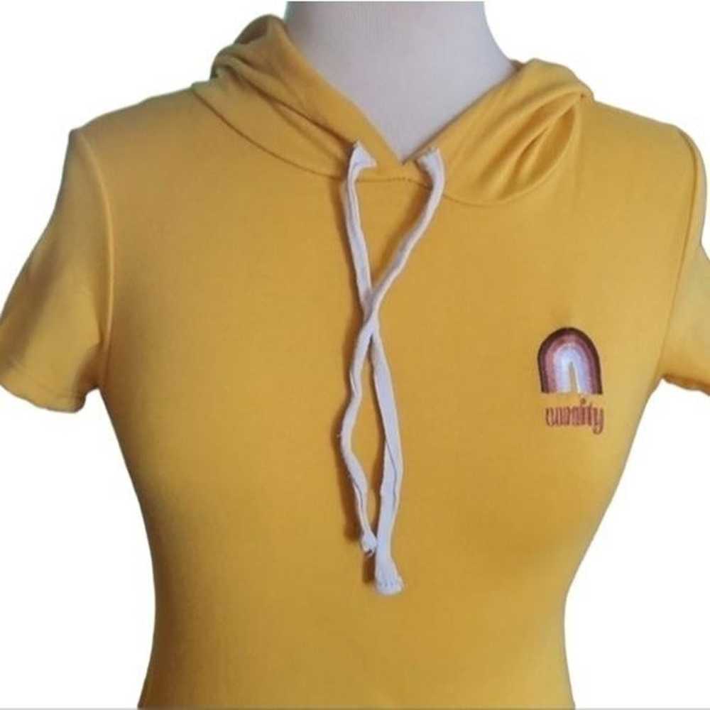 Sincerely Jules Small Yellow Hooded T-Shirt Dress - image 3