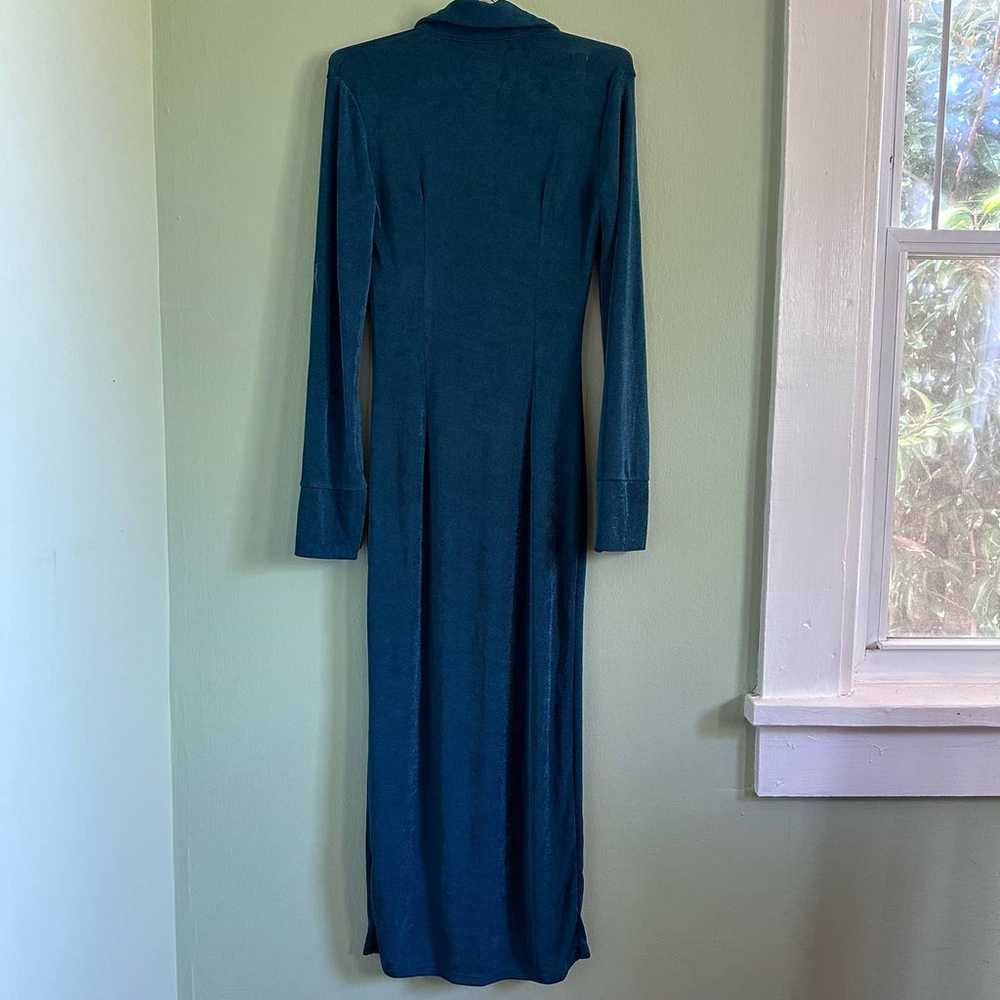 Vintage 90s Green Goth Morticia Maxi Dress size s… - image 5