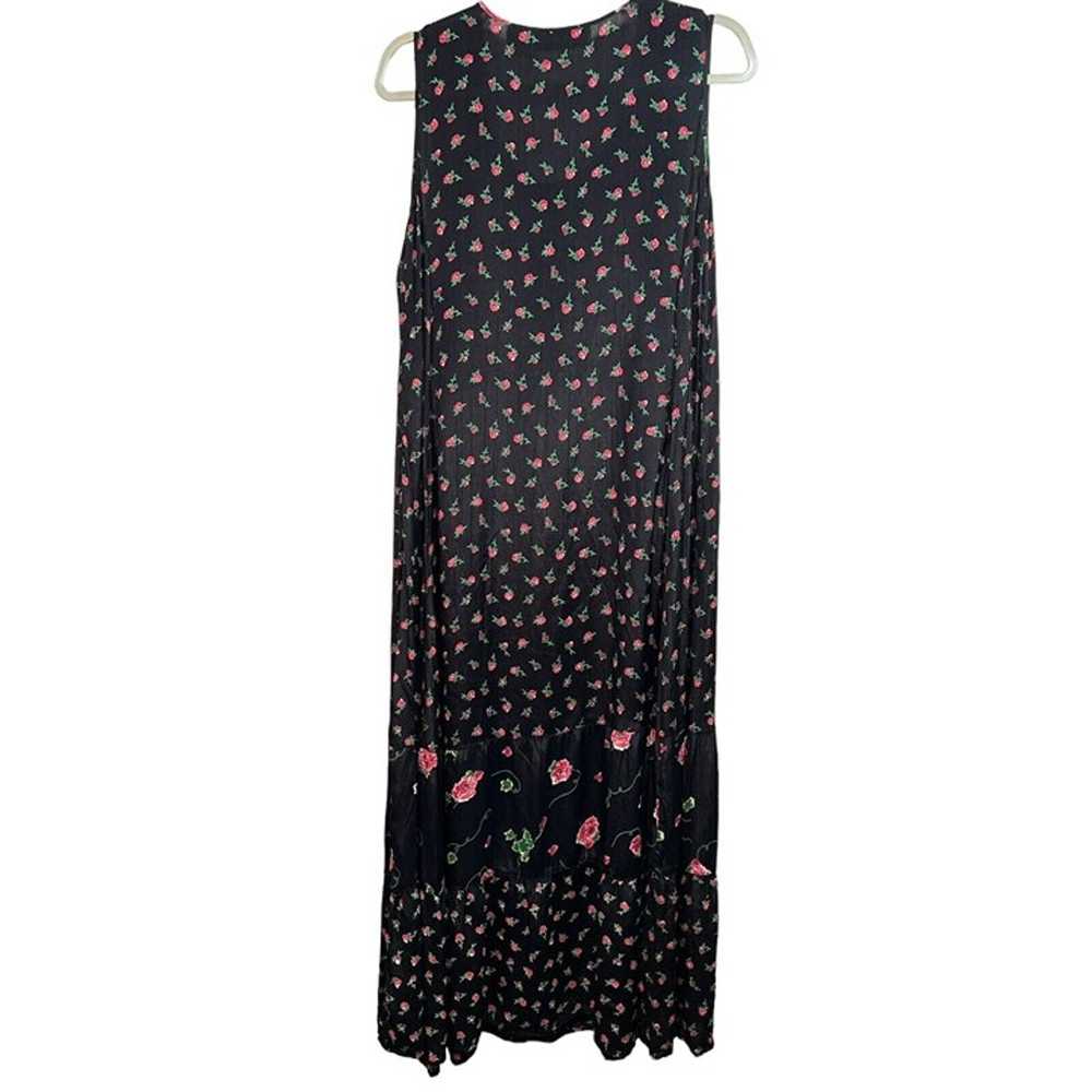 Vtg Victoria Holly Sheer Black Floral Maxi Dress … - image 2